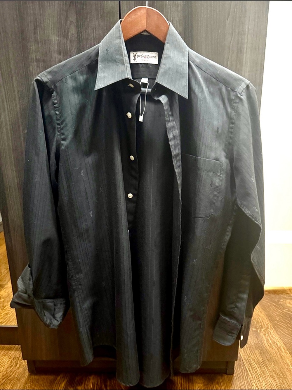 YSL Vintage Black Overshirt Button Down Shirt Size Small